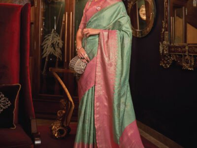 DARK GREEN WOVEN BANARASI SILK SAREE