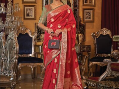 RED TUSSER SILK WEAVE SAREE