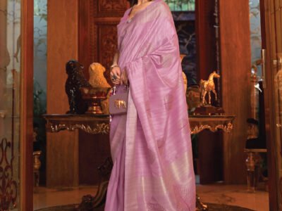 PURPLE HANDLOOM SEQUINS SILK SAREE