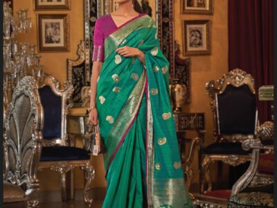 GREEN TUSSER SILK WEAVE SAREE