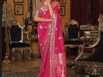 PINK TUSSER SILK WEAVE SAREE
