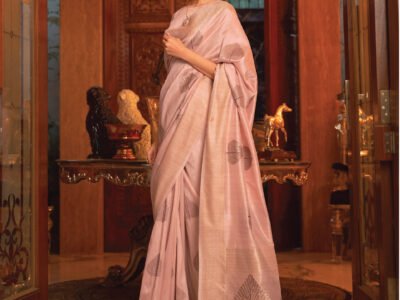 PINK HANDLOOM SEQUINS SILK SAREE