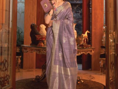 PEACH HANDLOOM SEQUINS SILK SAREE