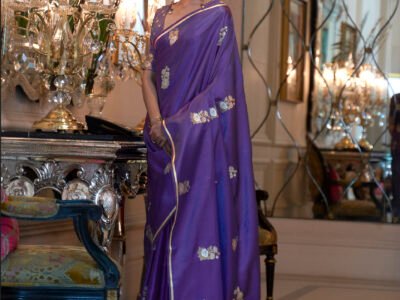 PURPLE PURE SATIN WEAVING SILK SAREE