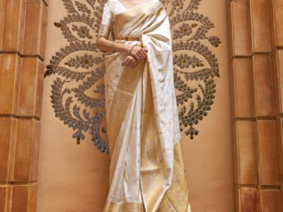 WHITE SILK SAREE