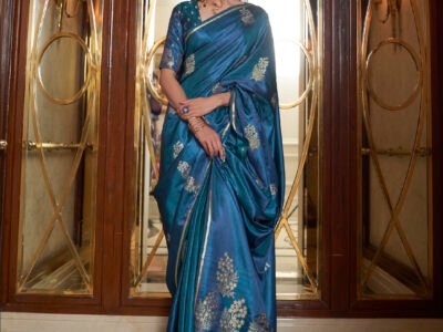 BLUE PURE SATIN WEAVING SILK SAREE