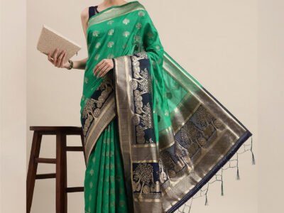 GREEN WOVEN COTTON SILK SAREE