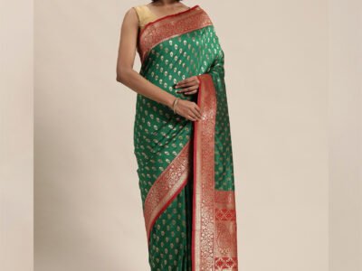 RICH BOTTLE GREEN WOVEN BANARASI SILK SAREE