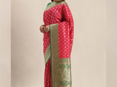HOT PINK WOVEN BANARASI SILK SAREE