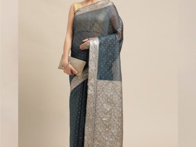 BLACK WOVEN ZARI COTTON SILK SAREE