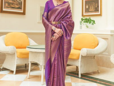 PURPLE WEAVED KANJIVARAM SAREE