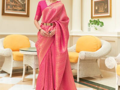 PINK WEAVED KANJIVARAM SAREE
