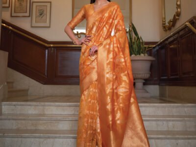 YELLOW ORGANZA SAREE