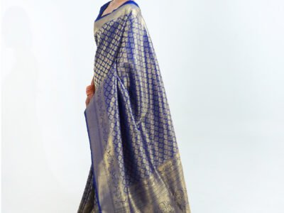 BLUE WEAVED KANJIVARAM SAREE