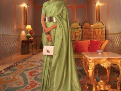 GREEN SATIN WEAVE SAREE
