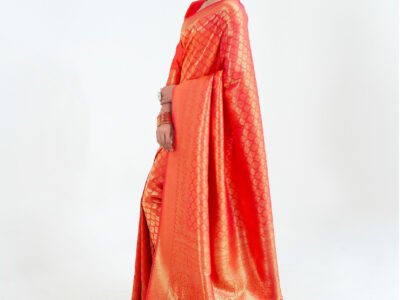 ORANGE WEAVED KANJIVARAM SAREE