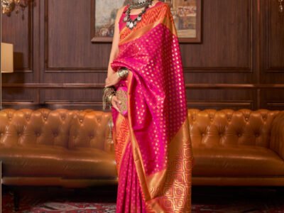 PINK SILK FUSION BANARASI SAREE