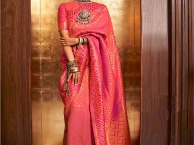 LIGHT PINK SILK FUSION BANARASI SAREE