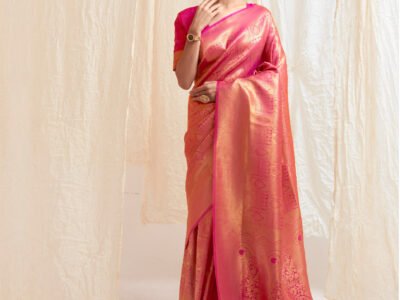 PINK WEAVED KANJIVARAM SAREE