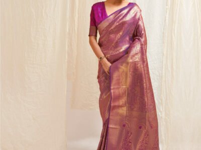 PURPLE WEAVED KANJIVARAM SAREE
