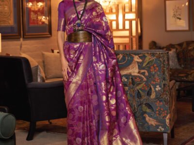 PURPLE WEAVED ZARI SAREE