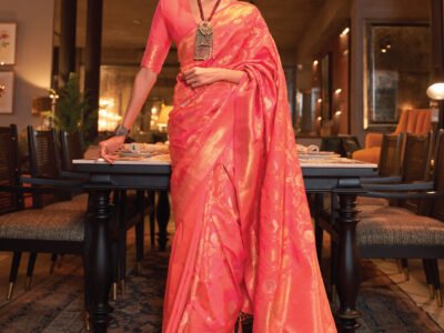 ORANGE WEAVED ZARI SAREE