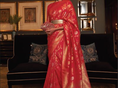 RED WEAVED ZARI SAREE