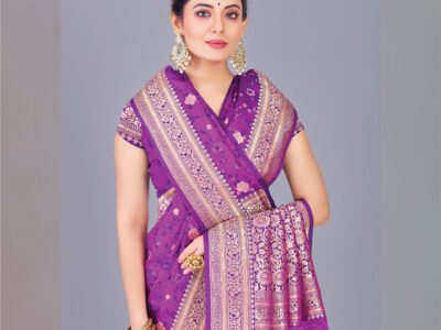 VINE PURPLE WOVEN SATIN SILK SAREE
