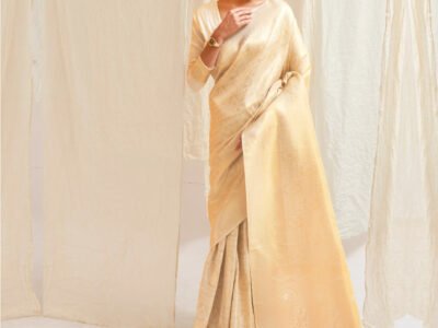 WHITE WEAVED KANJIVARAM SAREE