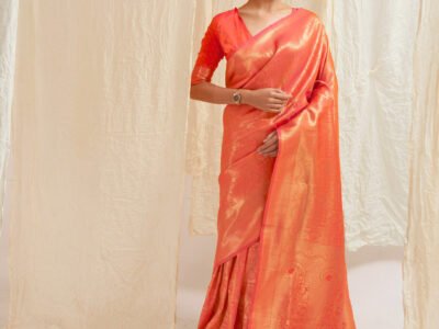 ORANGE WEAVED KANJIVARAM SAREE